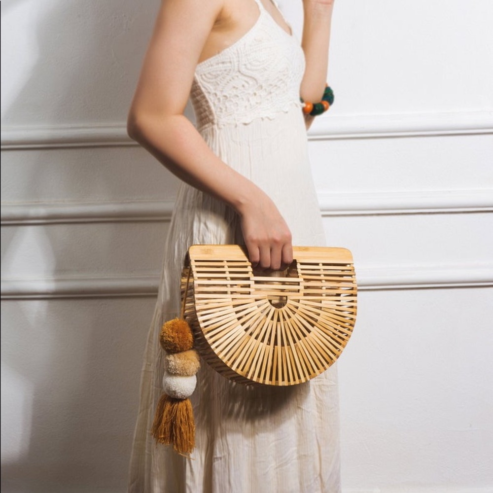 Bamboo half moon clutch